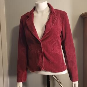 American Rag Women’s Corduroy Blazer Jacket Red Size M Pockets Unlined Academia